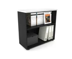 Uniform Small Open Bookcase [800W x 750H X 350D] - Black, white