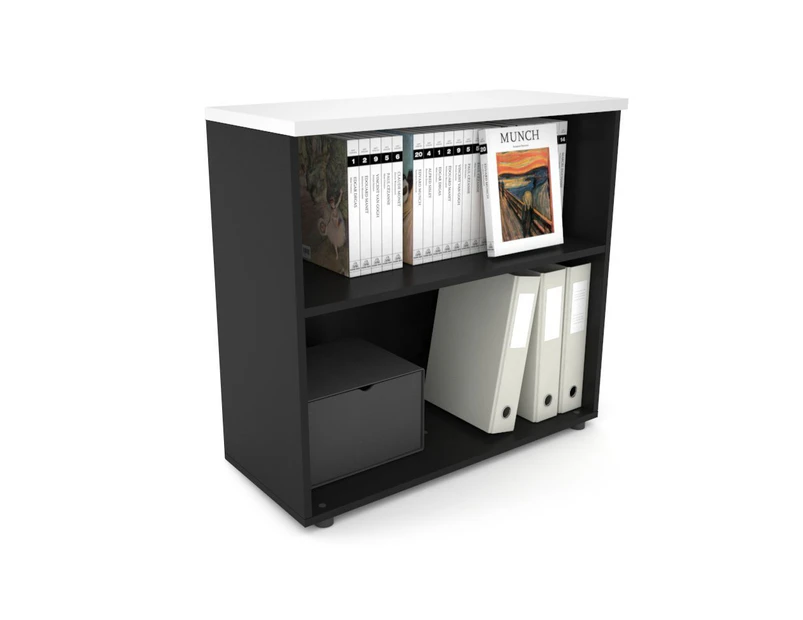 Uniform Small Open Bookcase [800W x 750H X 350D] - Black, white