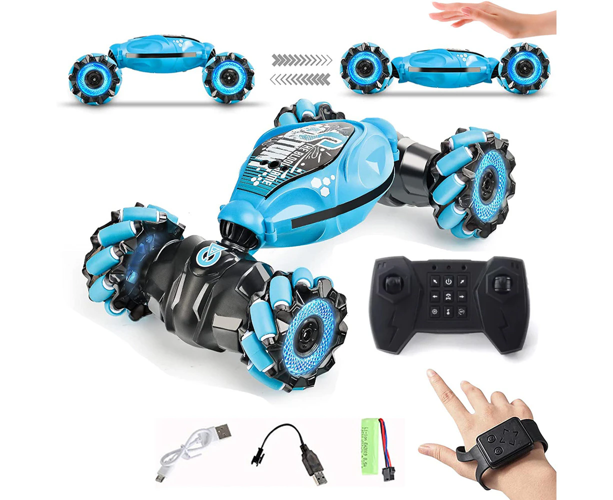 Remote Hand Control Watch Gesture Sensor Twist Car Toy USB Charging Car Toy - Blue