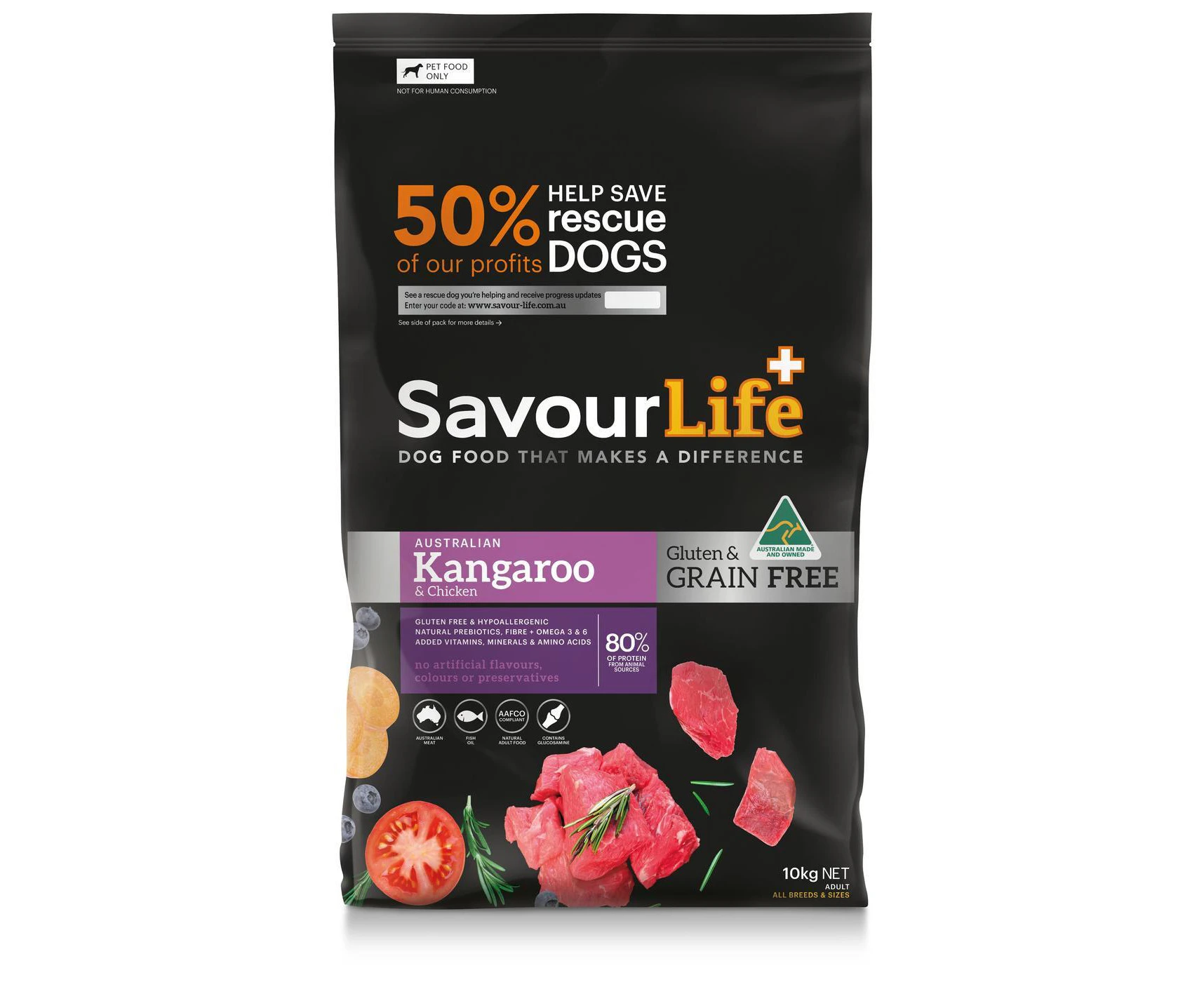 Savour Life Adult Grain Free Dry Dog Food Kangaroo & Chicken 10kg