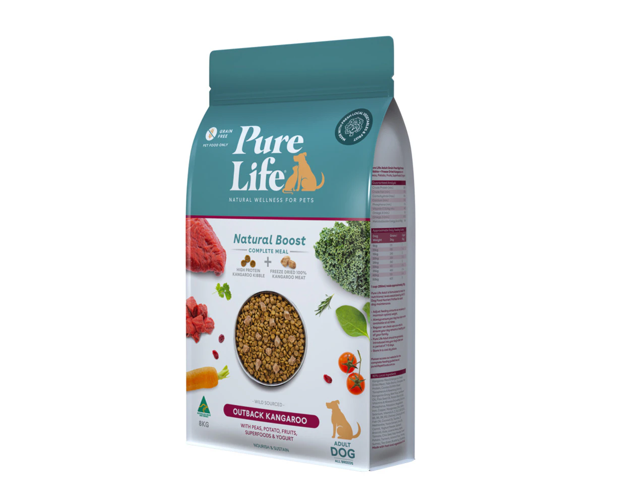 Pure Life Adult Natural Boost Complete Meal Dry Dog Food Kangaroo 8kg