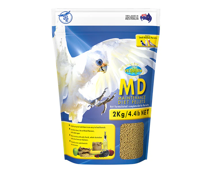 Vetafarm MD Maintenance Diet Pellets Pet Parrot Bird Food 2kg