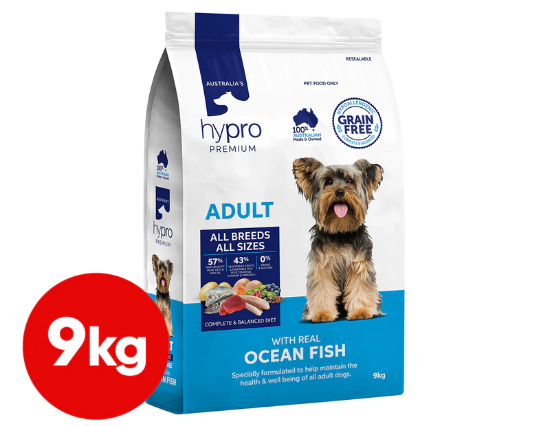 Hypro Premium Adult All Breeds Dry Dog Food Ocean Fish 9kg