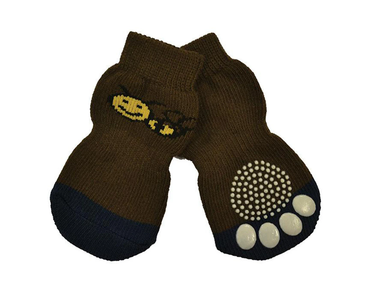 Brown Bee 3X-Large Non-Slip Dog Socks - Pack of 4 Pet Socks (5x16cm) XXXL