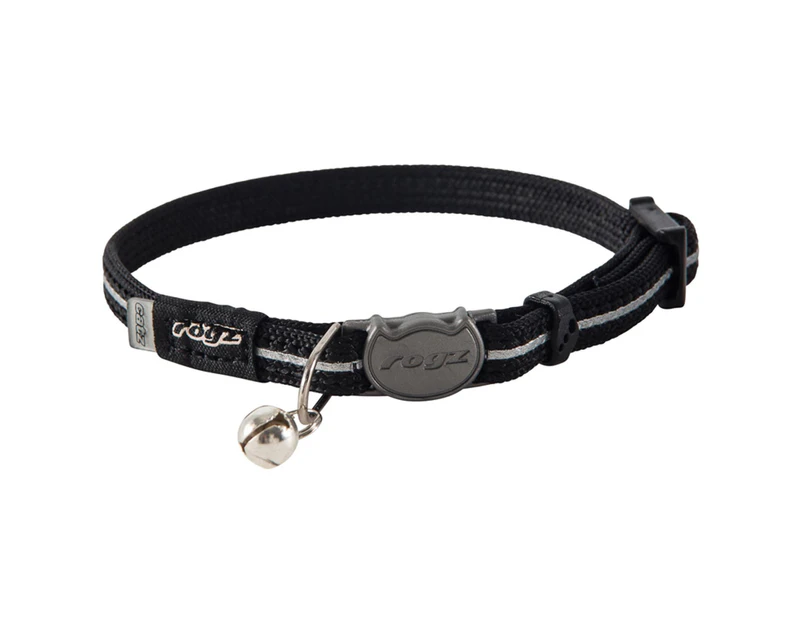 Rogz Alleycat Adjustable Safeloc Cat Collar Black 8mm
