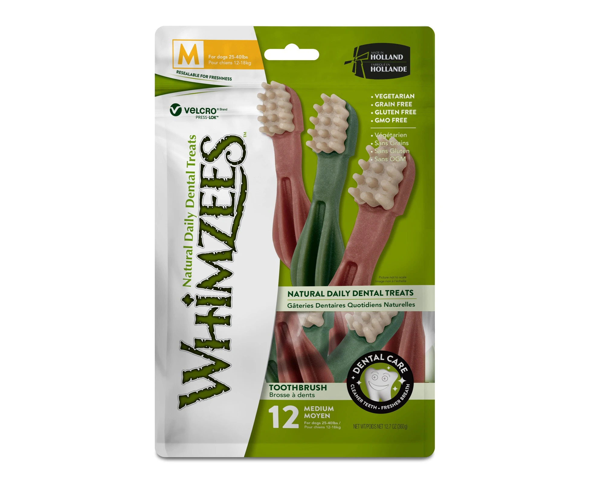 Whimzees Medium 12 Pack of Dental Toothbrush Star Dog Treats 360 gram