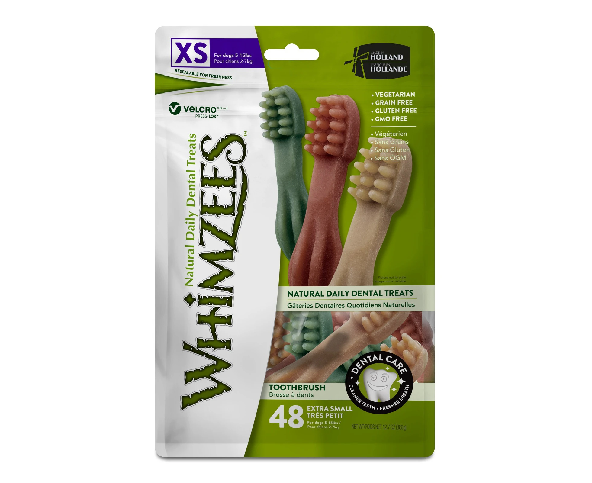 Whimzees X-Small 48 Pack of Dental Toothbrush Star Dog Treats 360 gram