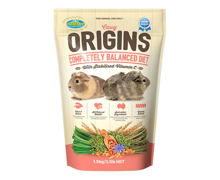 Vetafarm 1.5kg Cavy Origins Guinea Pig Food - Compelety Balanced Diet Pellets