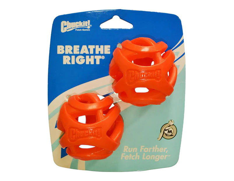 Chuckit Breathe Right Fetch Ball Dog Toy Medium 6cm 2 Pack