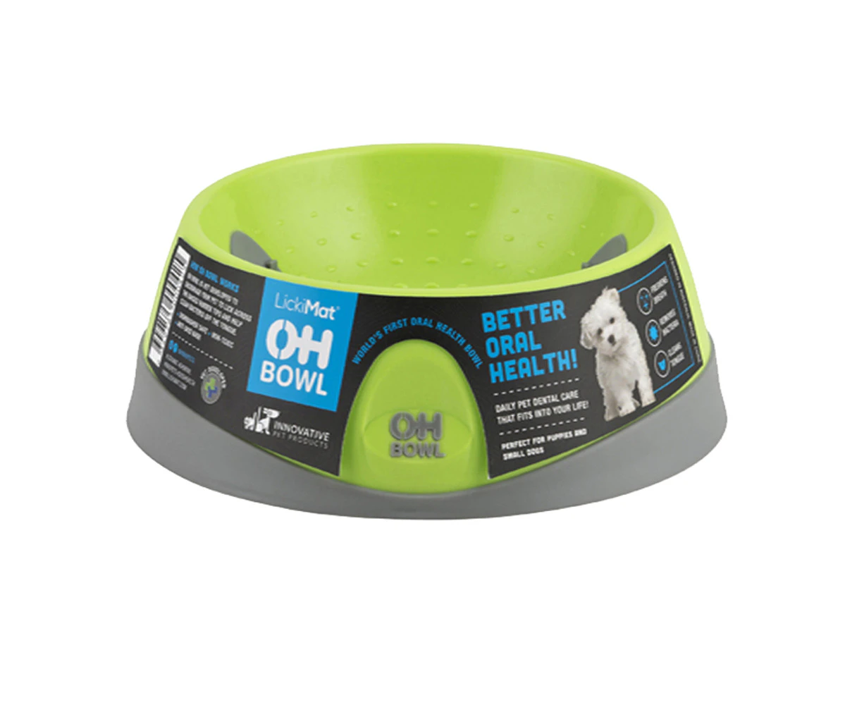 Slow Food Tongue Cleaning Dog Food Bowl (Green) - Small