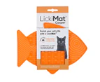LickiMat Classic Casper Boredom Buster Fish Shaped Cats Slow Feeder Orange - Orange
