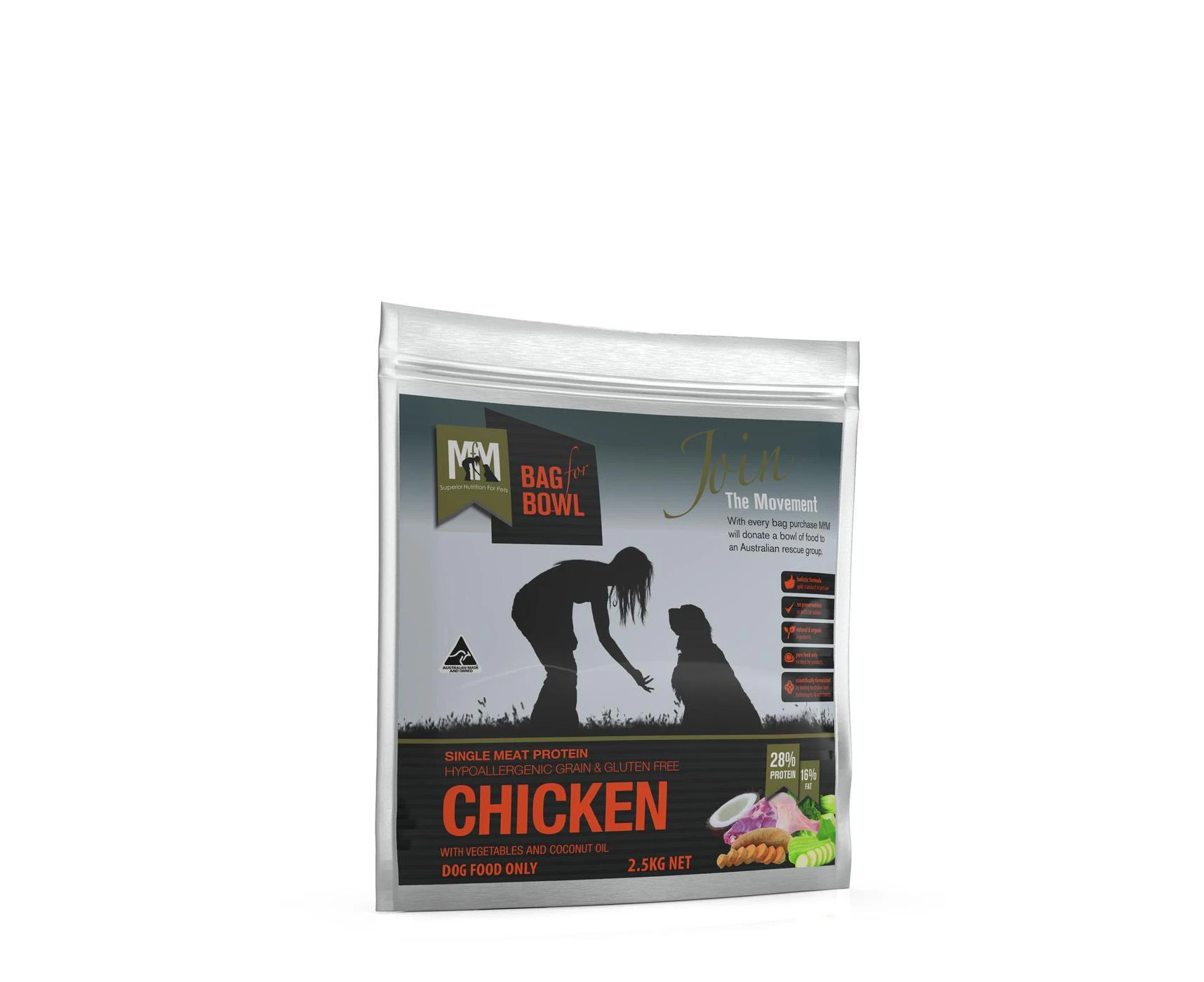 Meals for Mutts 2.5kg Chicken Single Protein Grain Free Adult Dog Dry Food (MFM)