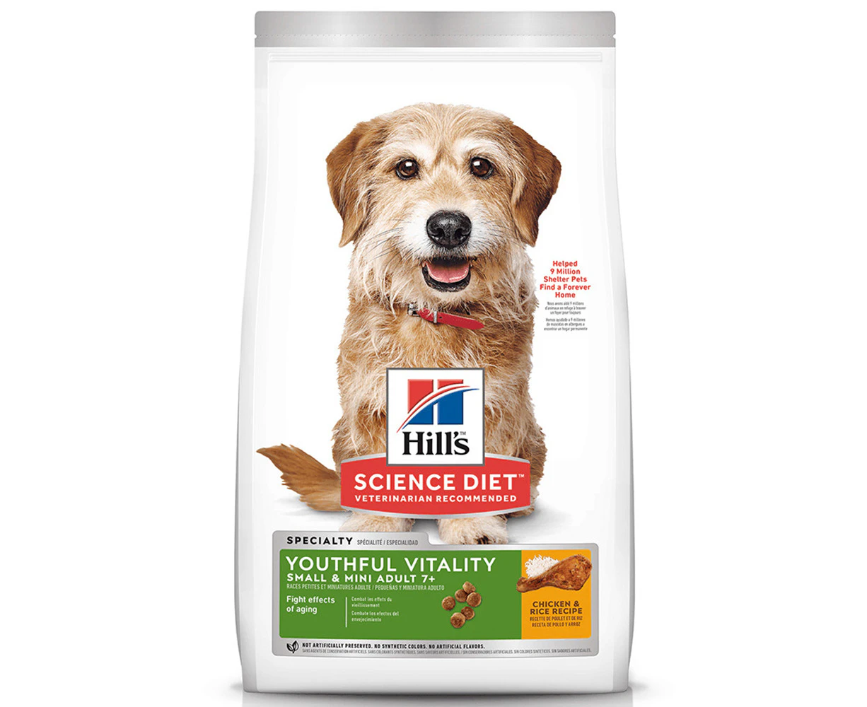 Hills Adult 7+ Senior Vitality Small & Mini Dry Dog Food Chicken & Rice 1.58kg