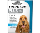 Frontline Plus Medium Dog 10-20kg Blue Topical Tick & Flea Control 3 Pack