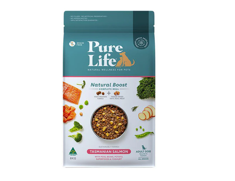 Pure Life Adult Natural Boost Dry Dog Food Salmon 8kg