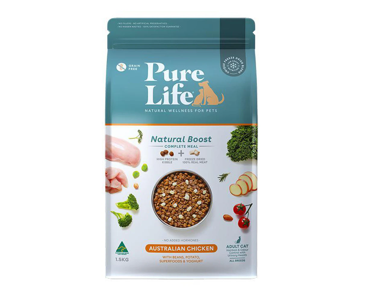 Pure Life Adult Natural Boost Dry Cat Food Chicken 1.5kg