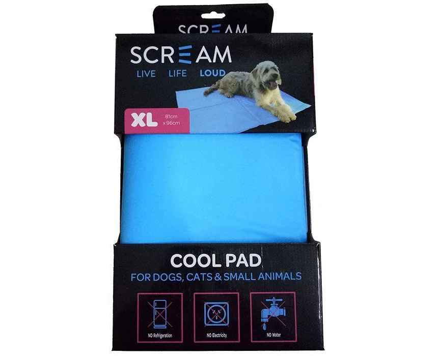 Scream Cool Pad Pet Cooling Mat for Dogs Cats & Small Animals Loud Blue XL