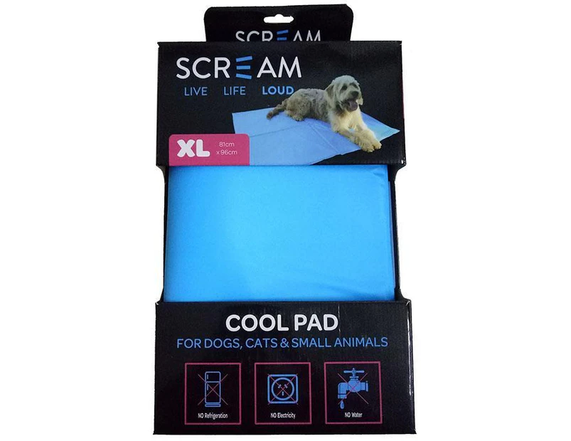 Scream Cool Pad Pet Cooling Mat for Dogs Cats & Small Animals Loud Blue XL