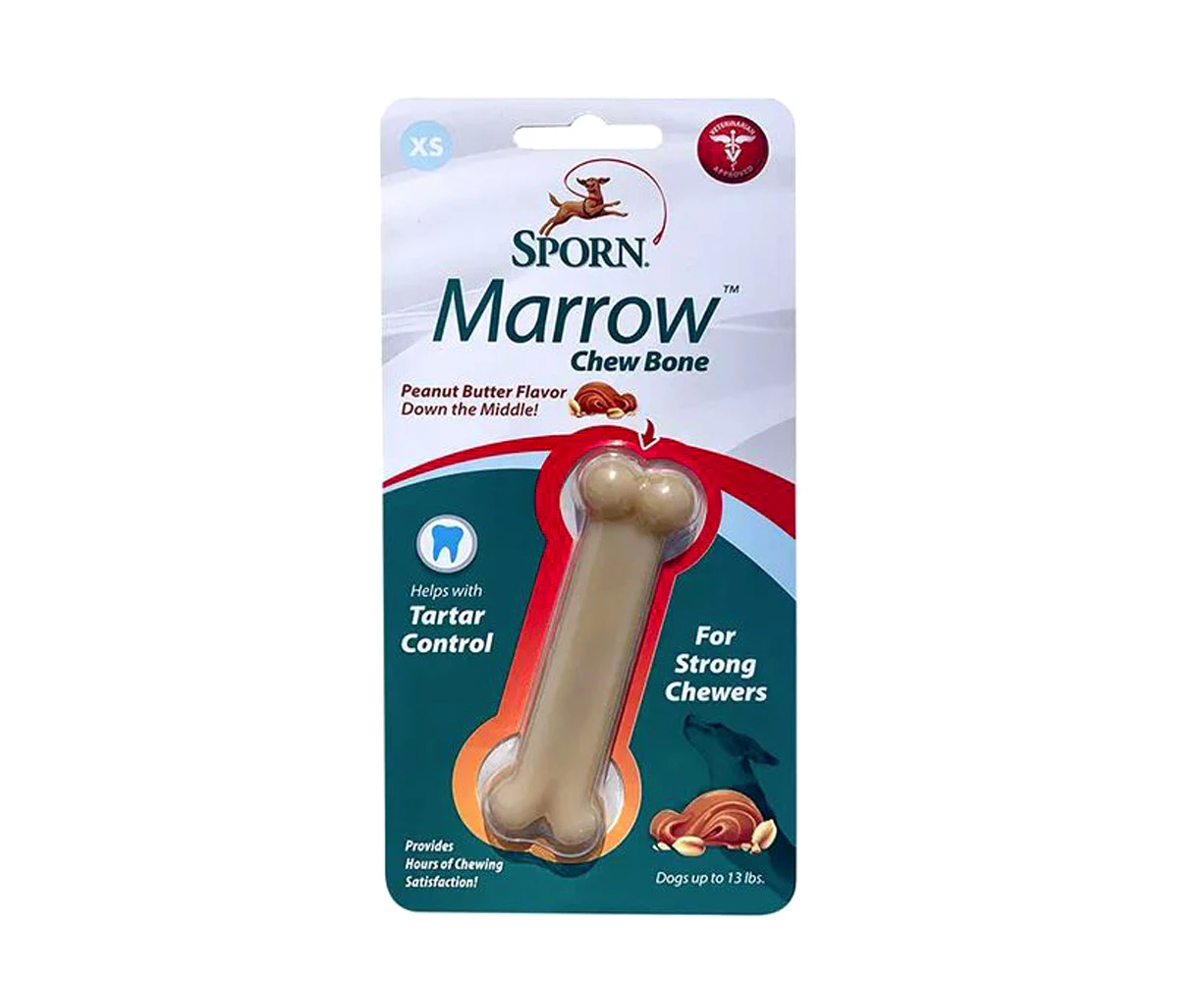 Sporn Marrow Chew Bone Dental Dog Toy Peanut Butter Flavour XS