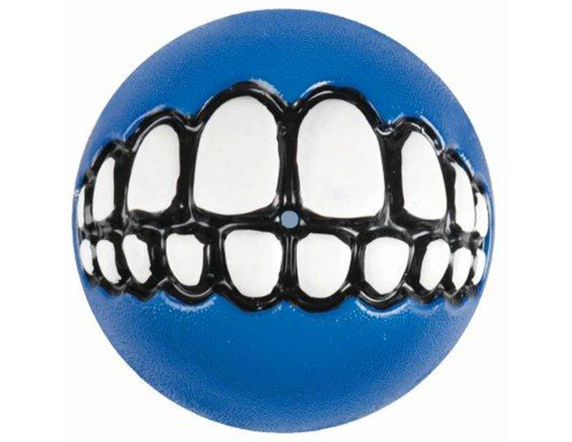 Rogz Grinz Ball Interactive Dog Toy Blue Medium 78mm