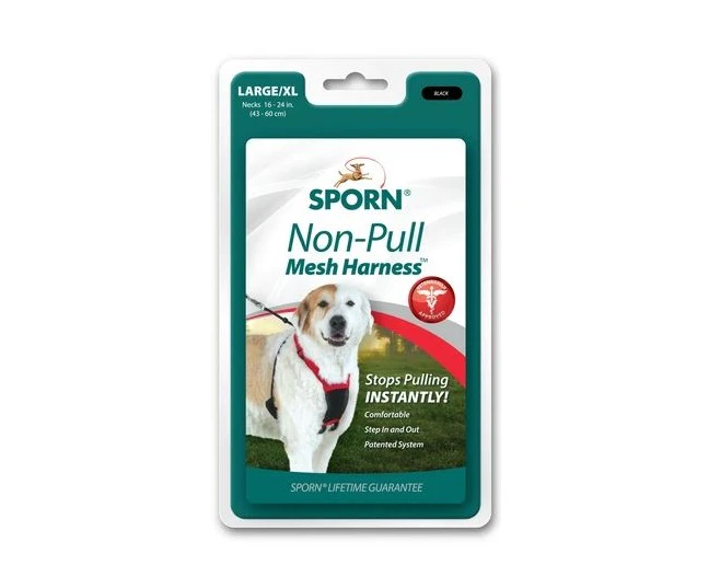 Sporn Mesh Non-Pull Nylon Dog Harness Black Large/XL