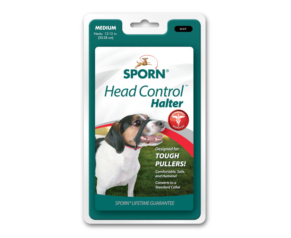 Sporn Head Control No Muzzle Dog Halter Black Medium