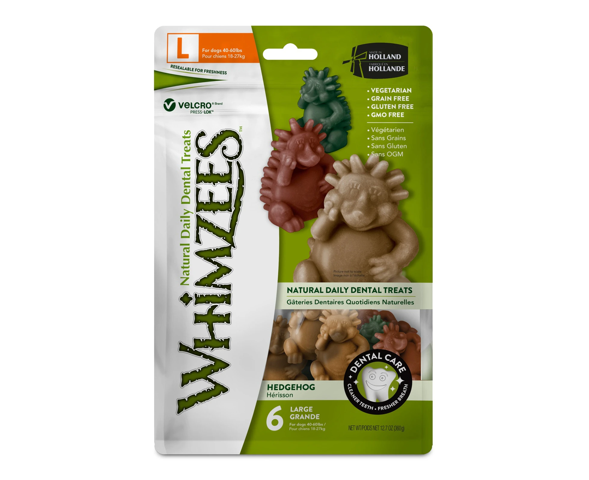 Whimzees Large 6 Pack of Dental Hedgedog Dog Treats 360 gram