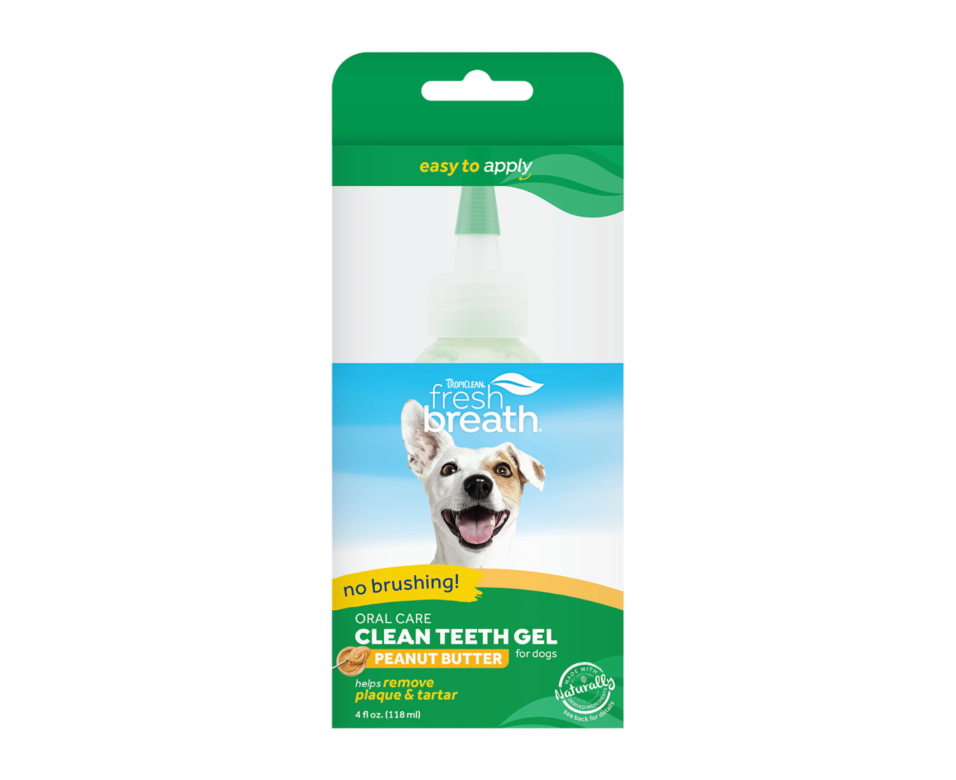 Peanut Butter Fresh Breath Gel 118ml for Dogs by Tropiclean - Removes Plaque & Tartar