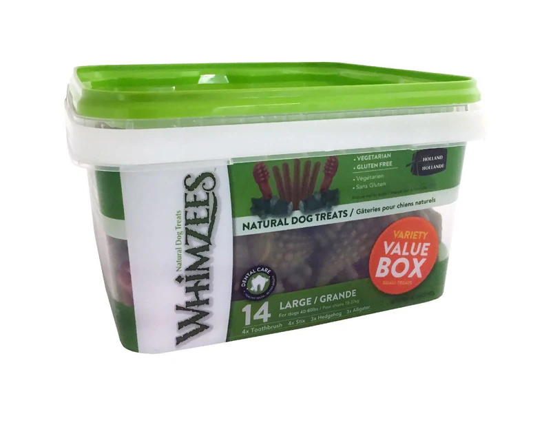 Whimzees Variety Value Box Dental Care Dog Treat Large 14 Pack