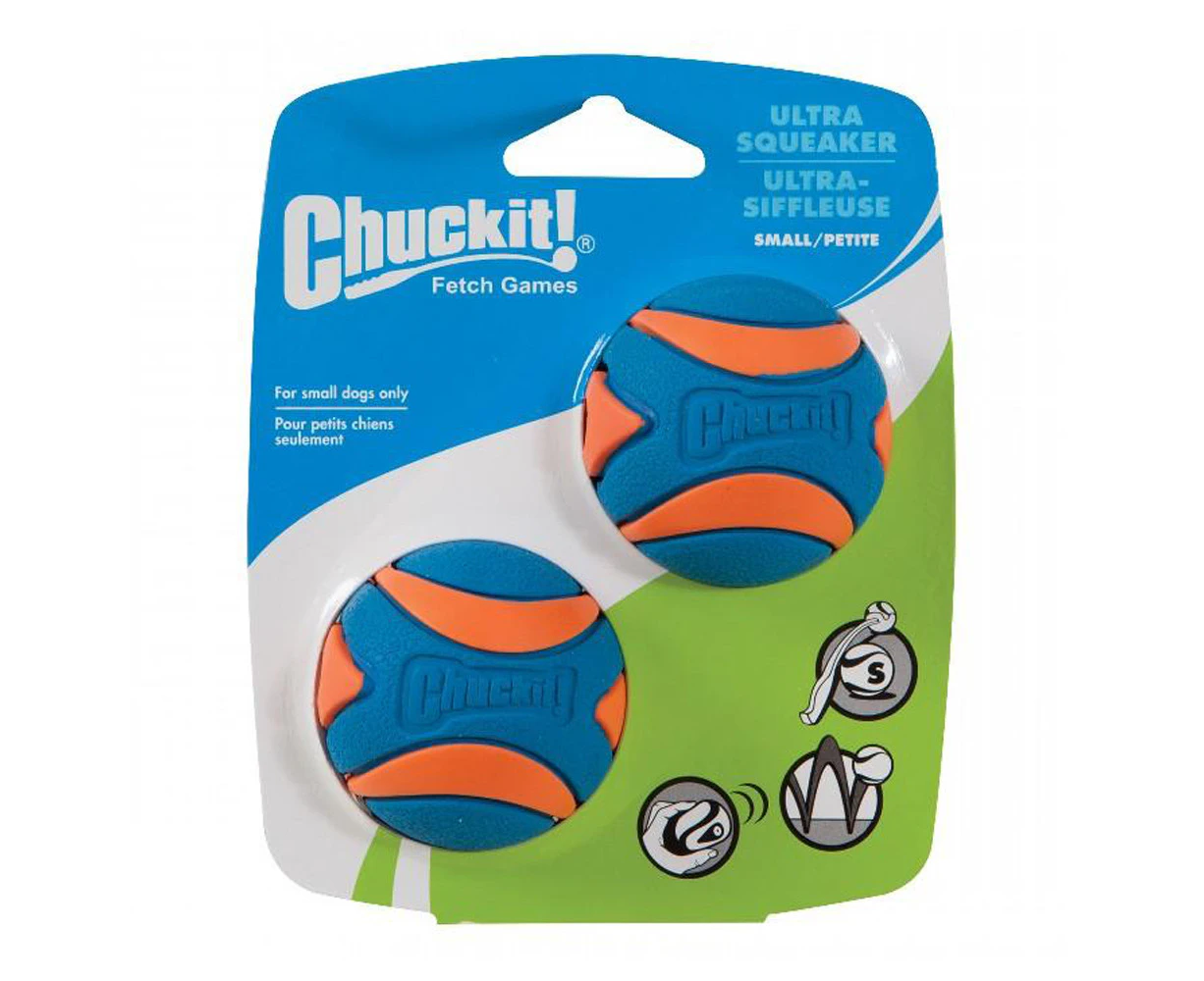 ChuckIt! Small 5cm 2 Pack Ultra Squeaker Dog & Puppy Balls (Chuck It)