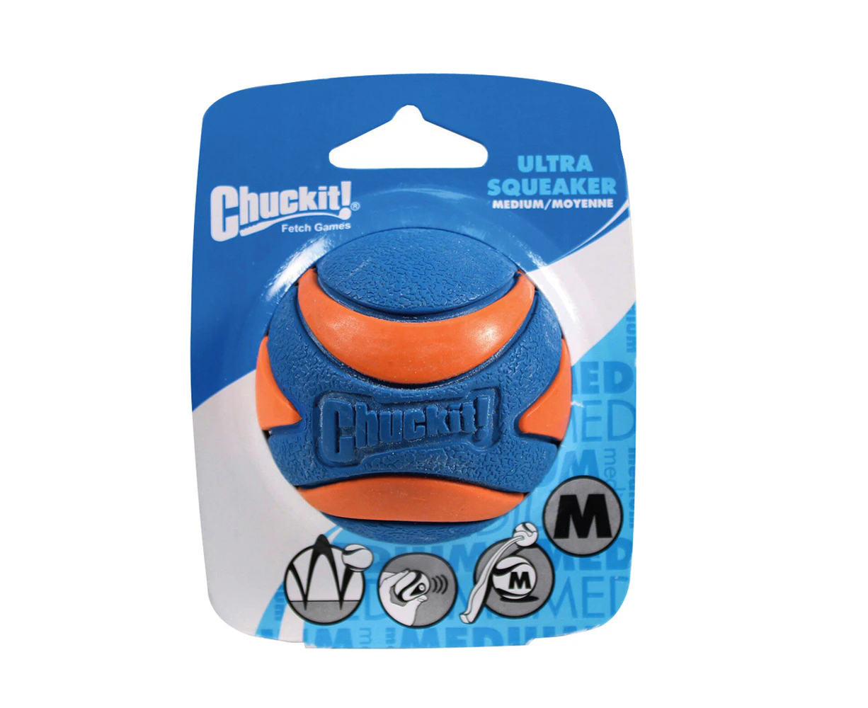 Chuckit! Medium 6cm Single Ultra Squeaker Dog & Puppy Ball Toy (Chuck It)