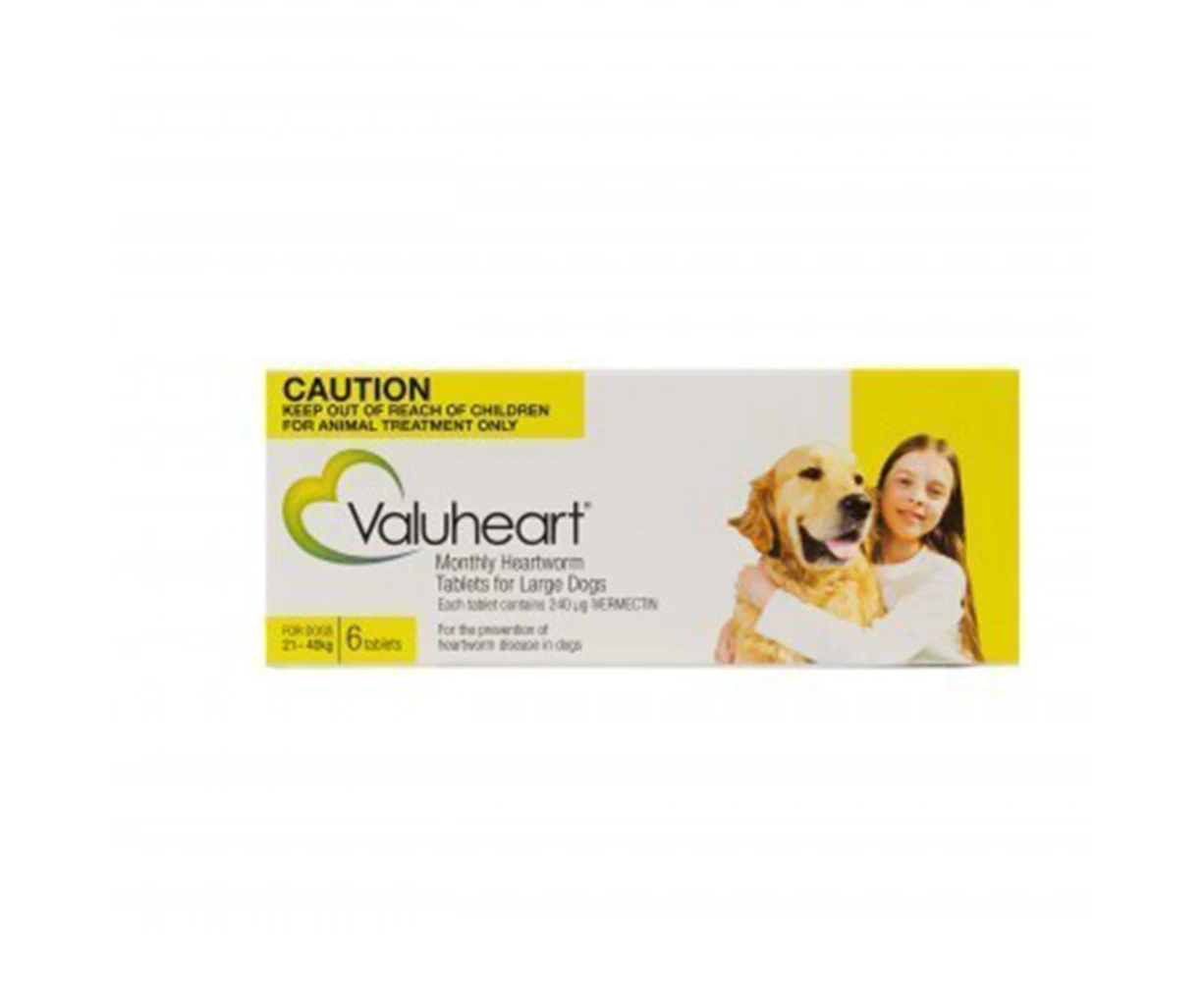 Valuheart for Large Dogs 21-40kg Heartworm Tablet Gold 6 Pack