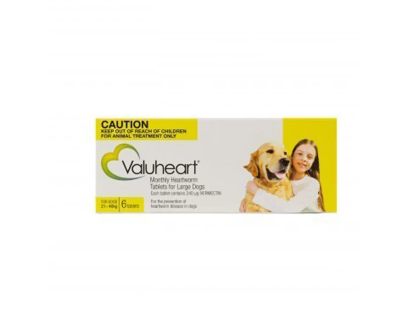 Valuheart for Large Dogs 21-40kg Heartworm Tablet Gold 6 Pack