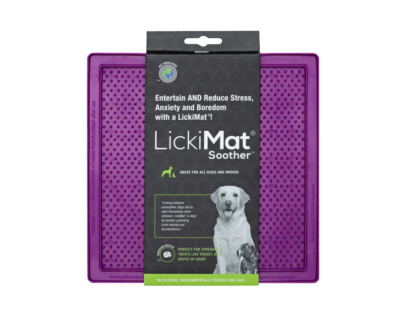 LickiMat Classic Soother Boredom Buster Dogs & Cats Slow Feeder Mat Purple - Purple