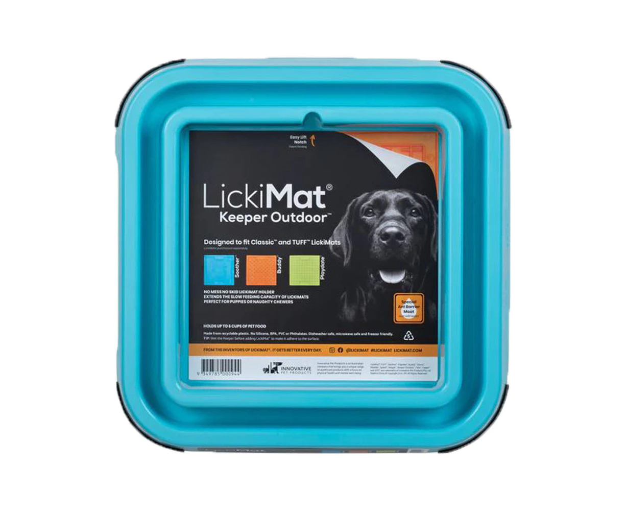 LickiMat Outdoor Keeper Non-Skid Dog Slow Feeder Mat Holder Turquoise