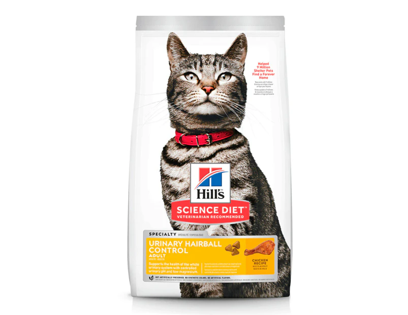 Hills Adult Urinary Hairball Control Dry Cat Food Chicken 3.17kg