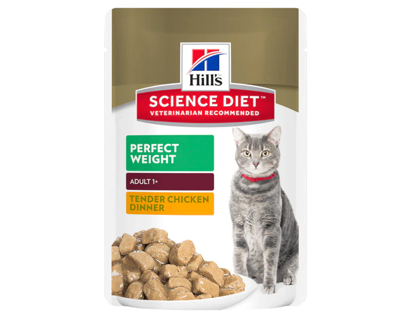 Hills Adult 1+ Perfect Weight Wet Cat Food Tender Chicken Dinner 12 x 85g