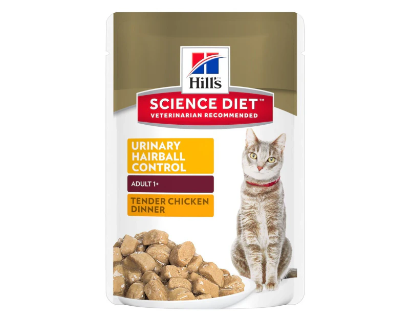 Hills Adult Urinary Hairball Control Wet Cat Food Tender Chicken Dinner 12 x 85g