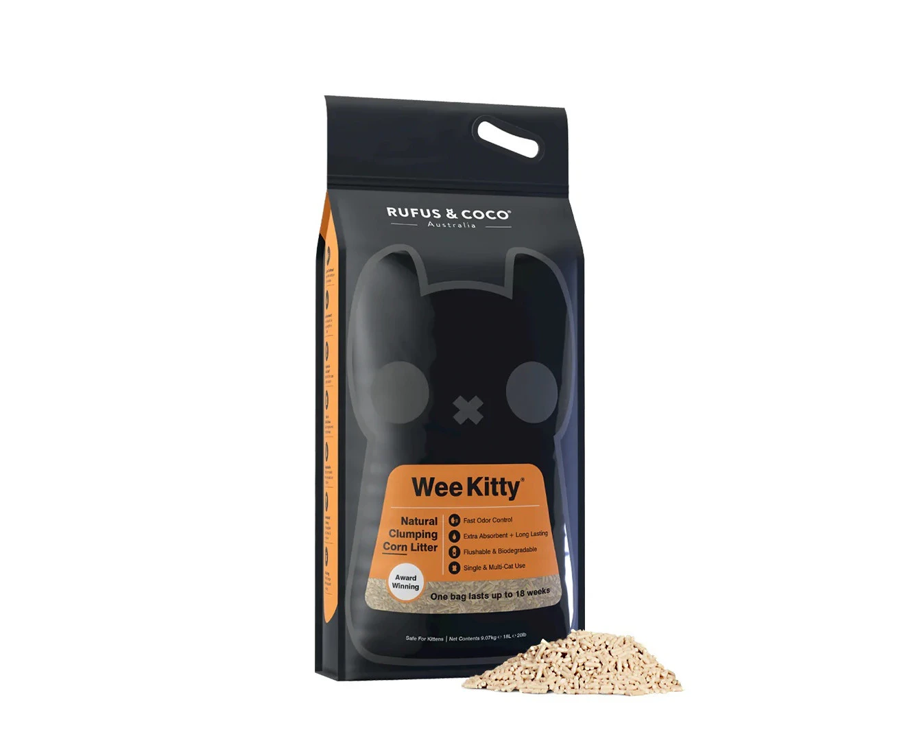 Rufus & Coco Wee Kitty Clumping Corn Litter Odor Control 9kg