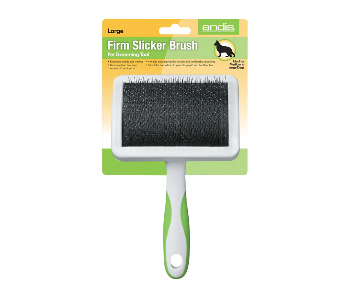 Andis Firm Slicker Brush Pet Dog Grooming Tool White Green Large