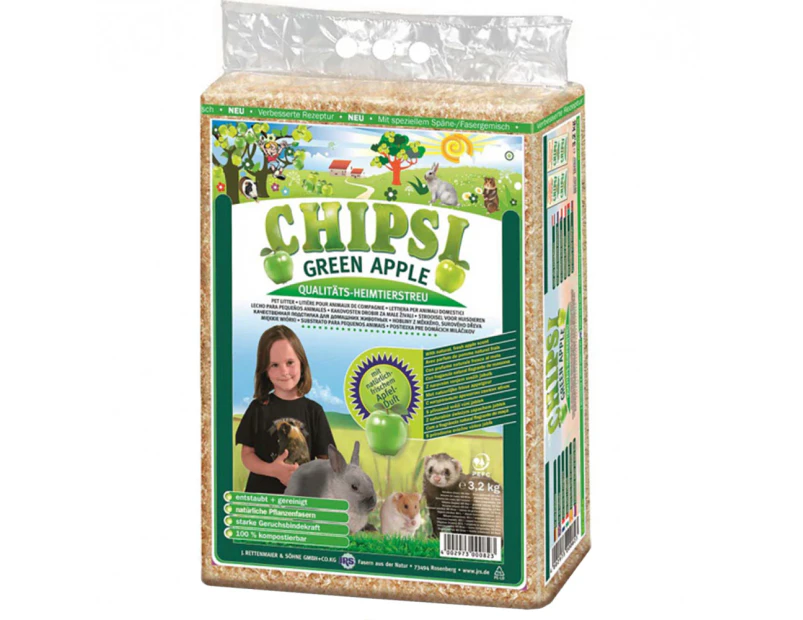Chipsi Green Apple Organic Bedding Litter Shavings for Small Animals 3kg
