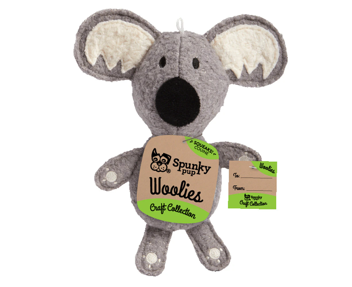 Spunky Pup Woolies Koala Plush Interactive Dog Squeaker Toy