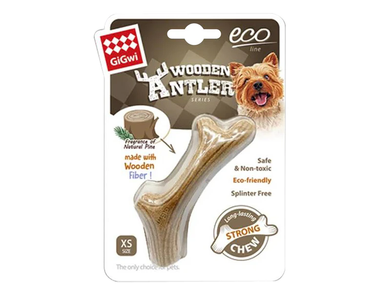 Gigwi Dog Chew Wooden Antler Dental Care Interactive Dog Toy XS