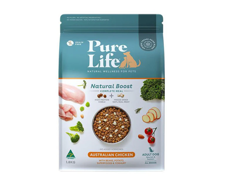 Pure Life Adult Natural Boost Dry Dog Food Chicken 1.8kg