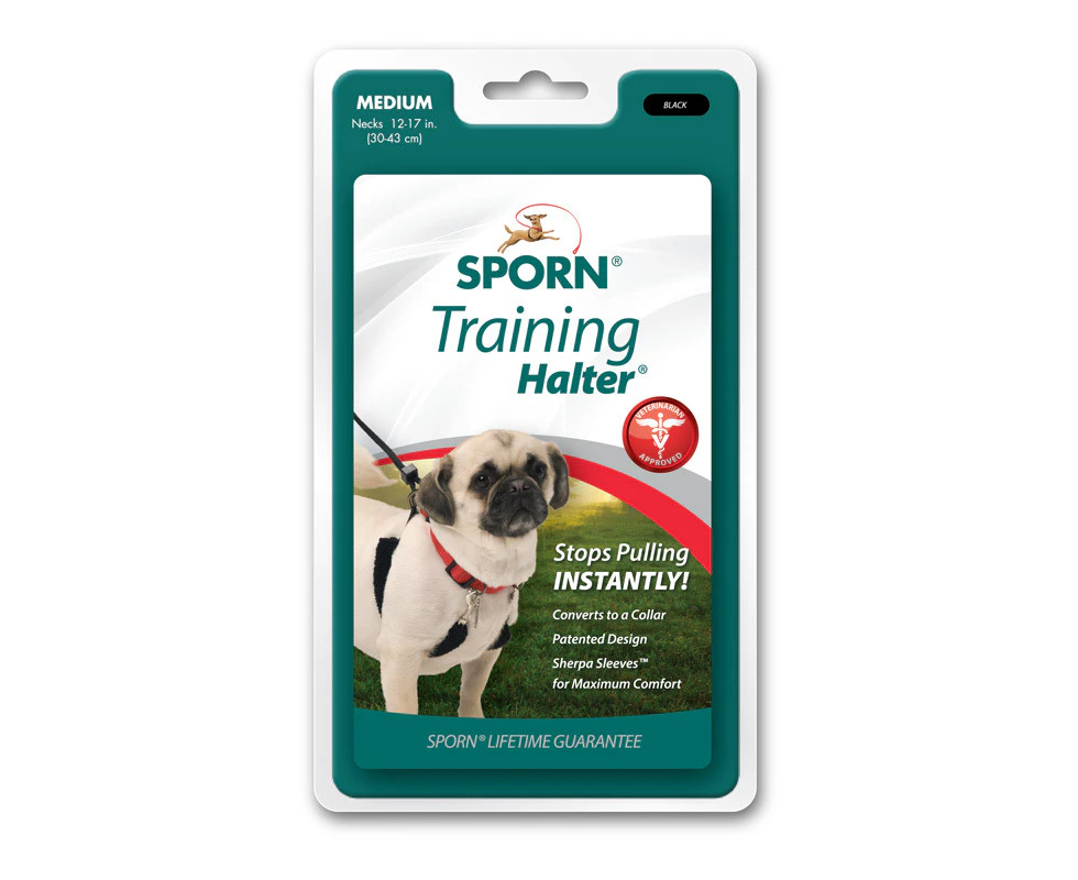 Sporn Training Halter Stop-Pull Dog Halter Black Medium