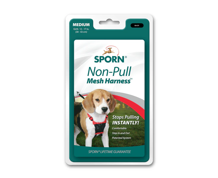 Sporn Mesh Non-Pull Nylon Dog Harness Black Medium