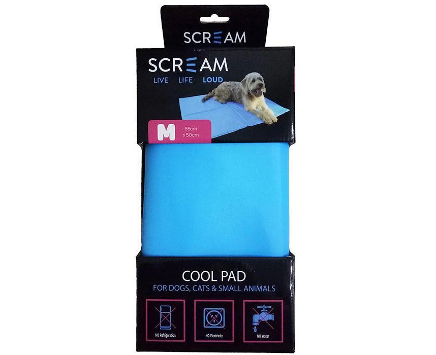 Scream Cool Pad Pet Cooling Mat for Dogs Cats & Small Animals Loud Blue Medium