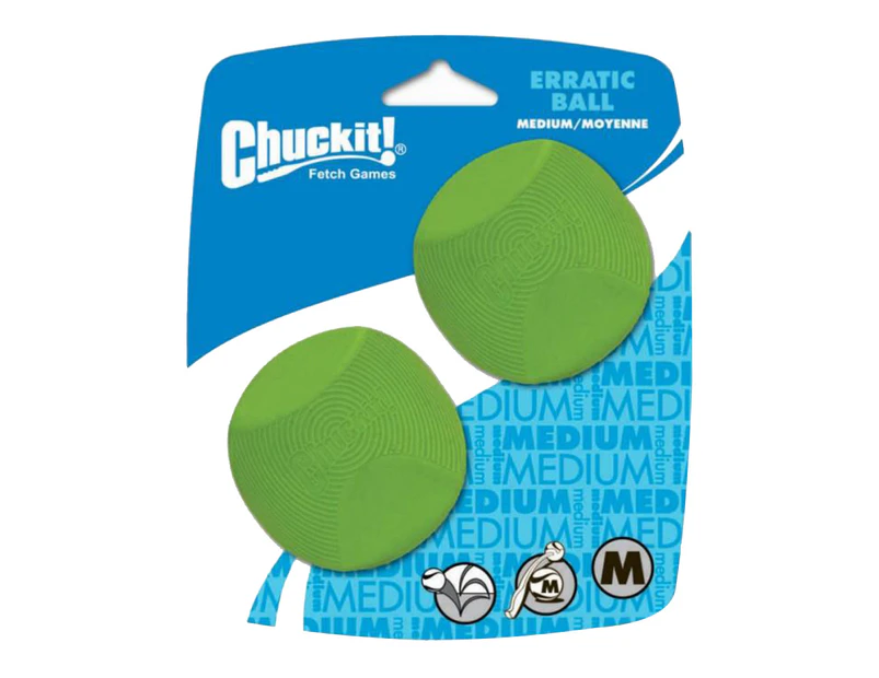 Erratic Medium Chuck It Dog & Puppy Ball 2 Pack - 6cm (ChuckIt)