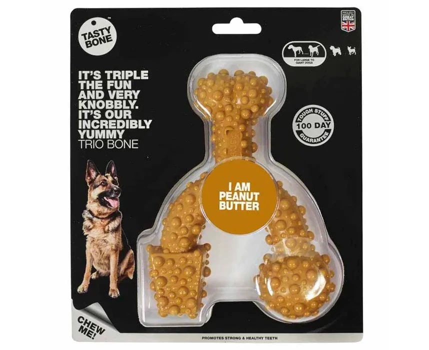 Tasty Bone Nylon Trio Bone Peanut Butter Dental Care Dog Chew Large