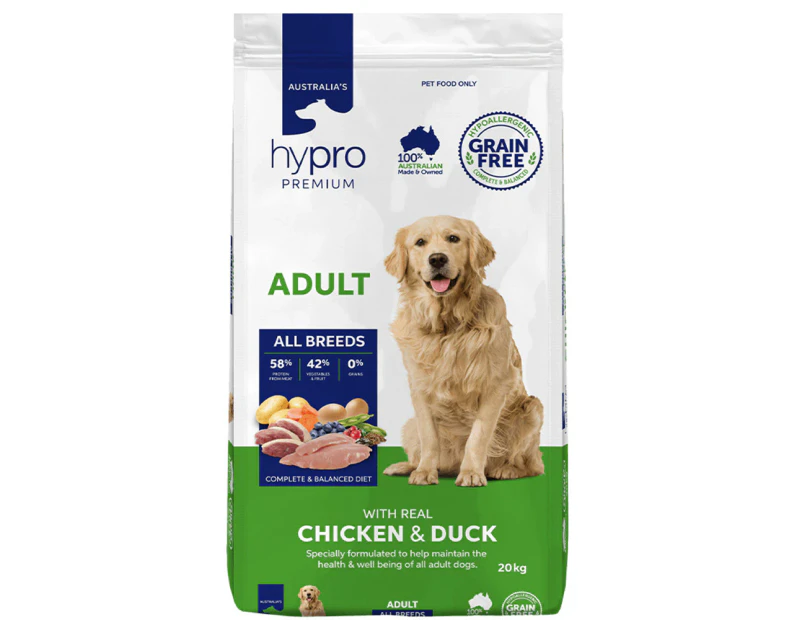 Hypro Premium Adult All Breeds Dry Dog Food Real Chicken & Duck 20kg